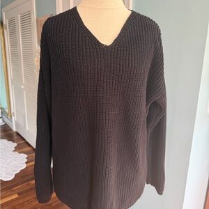 NWT Jenni Kayne Cabin 100% Cotton V-Neck Cable Knit Sweater